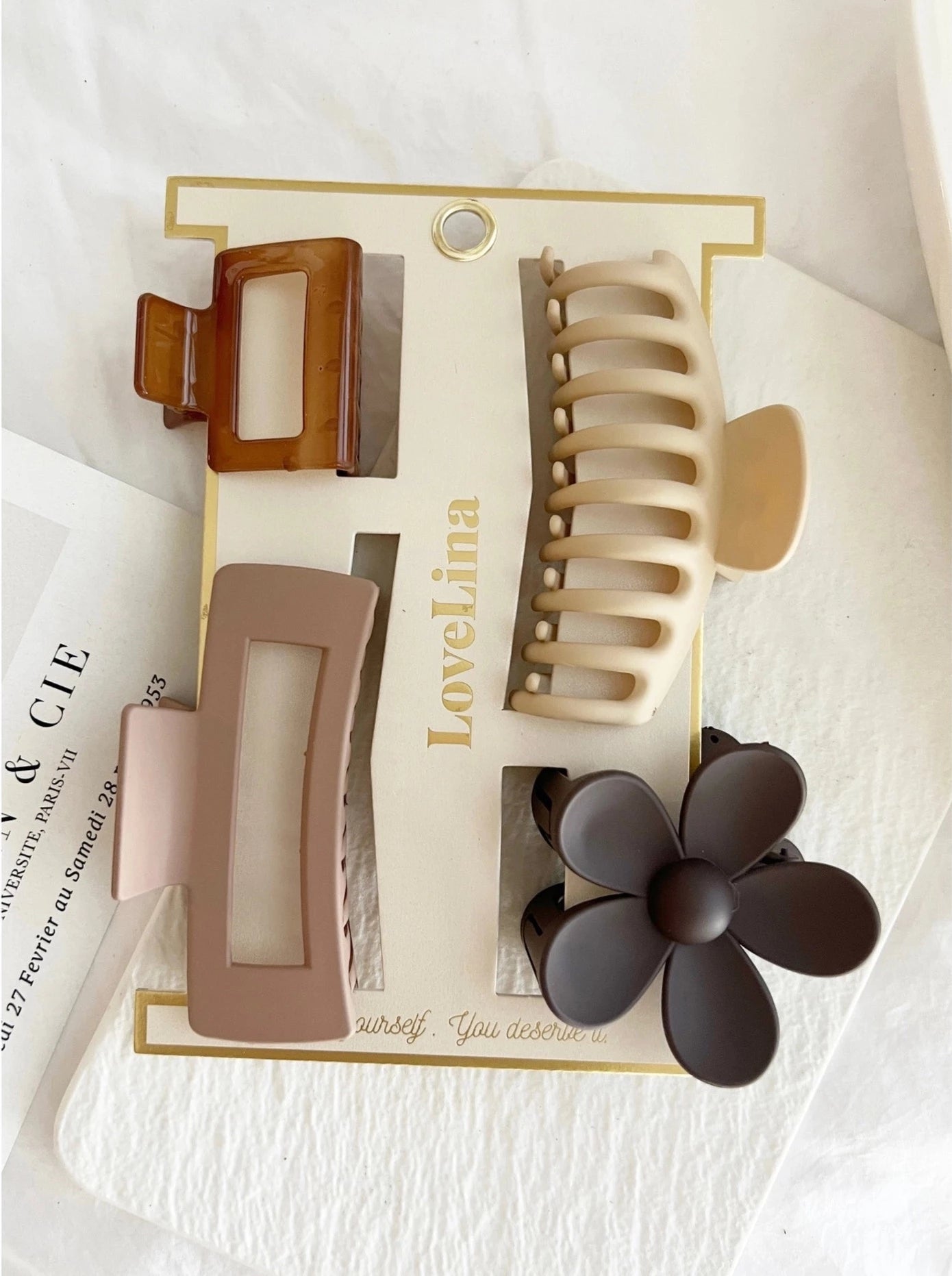 4 Pack Assorted Clip Set - Chocolate