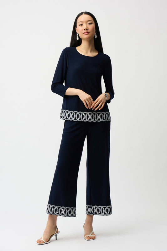 Joseph Ribkoff Silky Knit Pull-On Culotte Pants With Guipure Detail