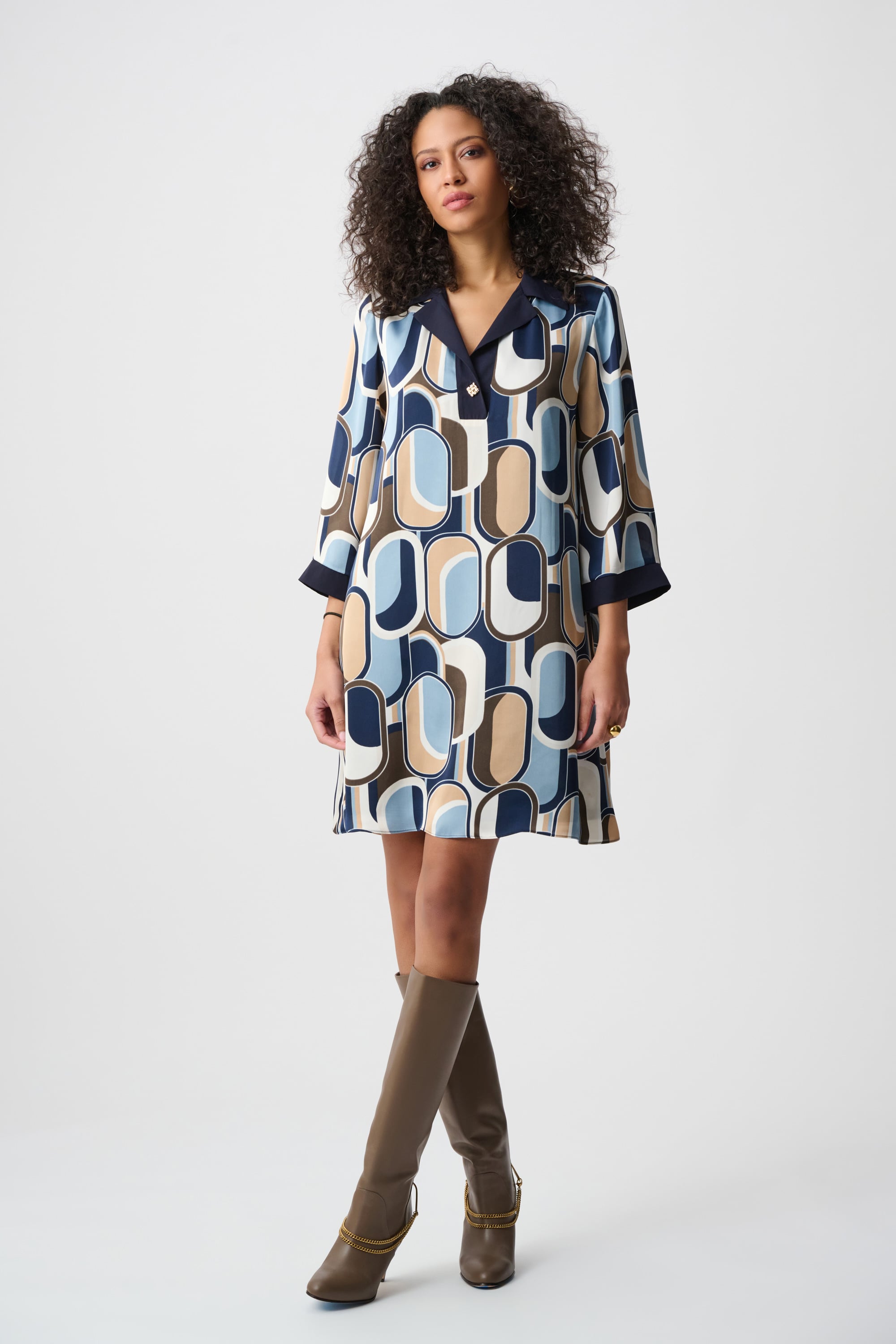 Satin Geometric Trapeze Dress - Joseph Ribkoff – Simply Blessed