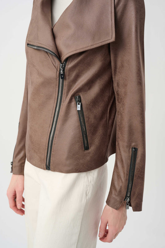 Joseph Ribkoff Foiled Knit Fitted Jacket - Brown