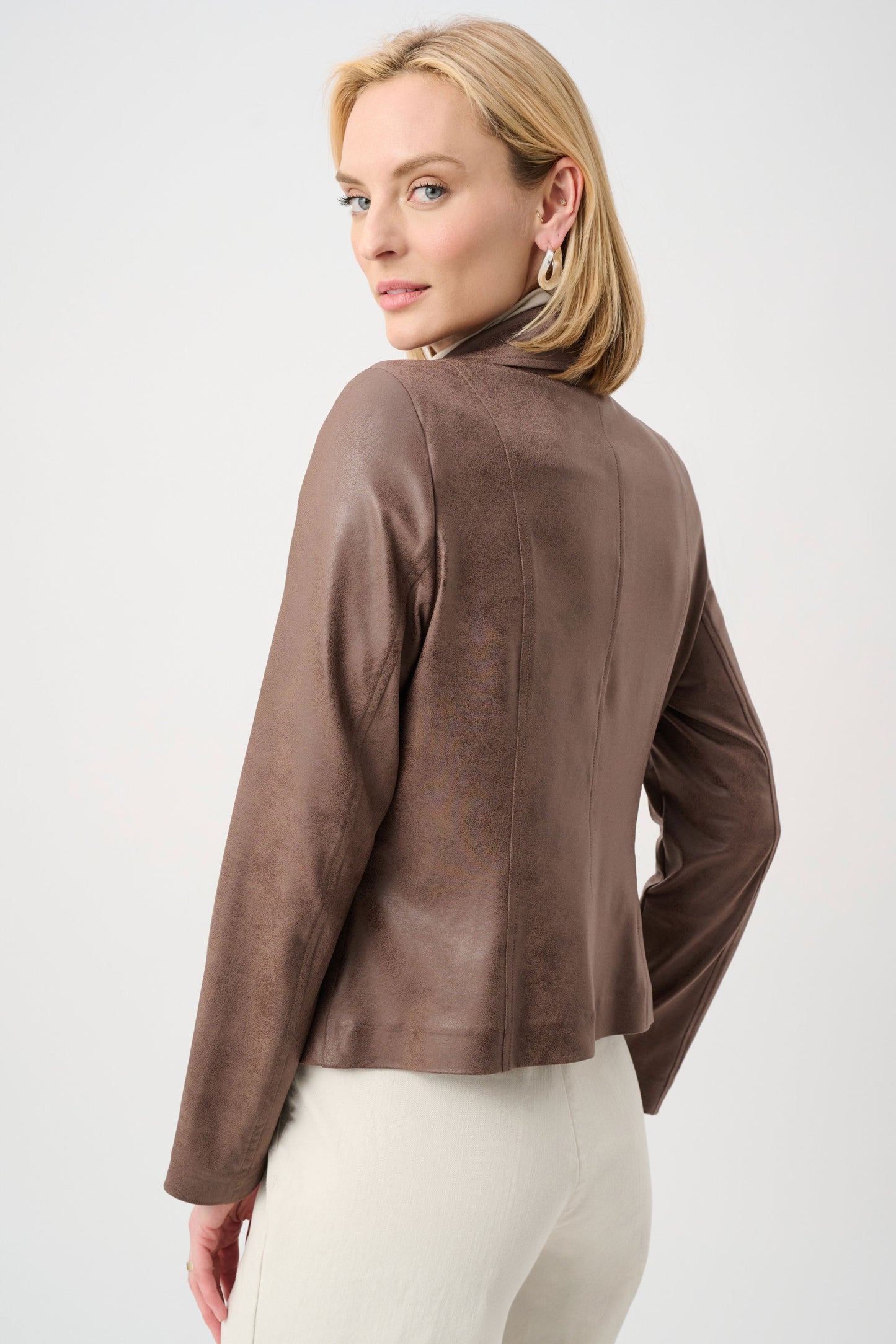 Joseph Ribkoff Foiled Knit Fitted Jacket - Brown