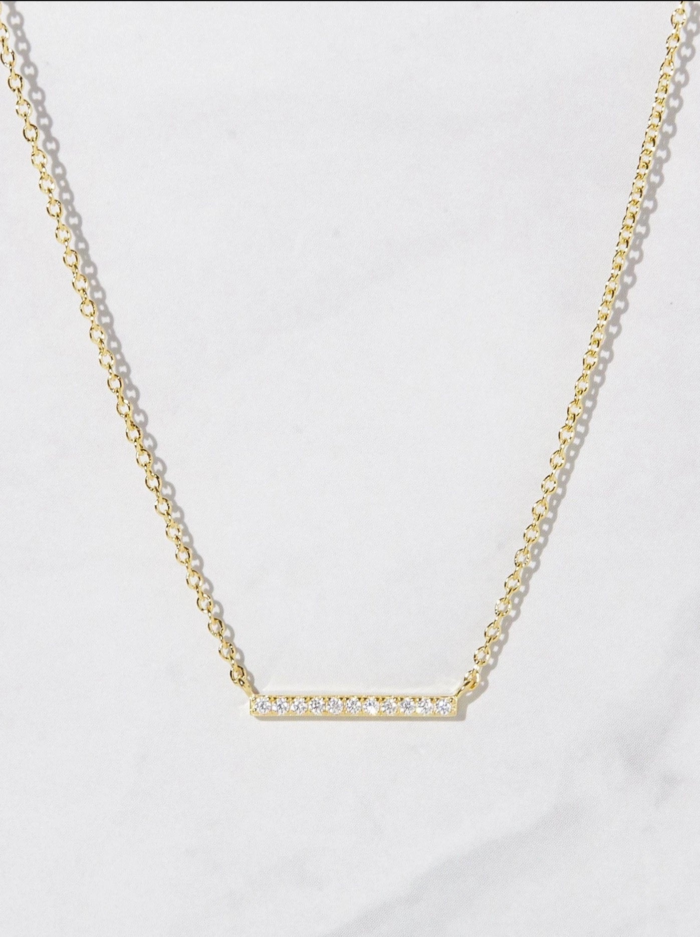 Pavé Bar Necklace - Gold