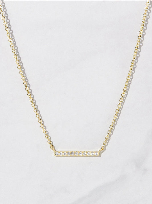 Pavé Bar Necklace - Gold