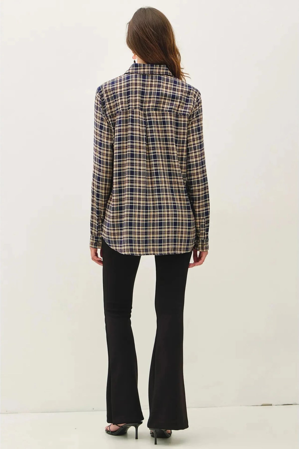 Plaid Flannel Shirt- Indigo