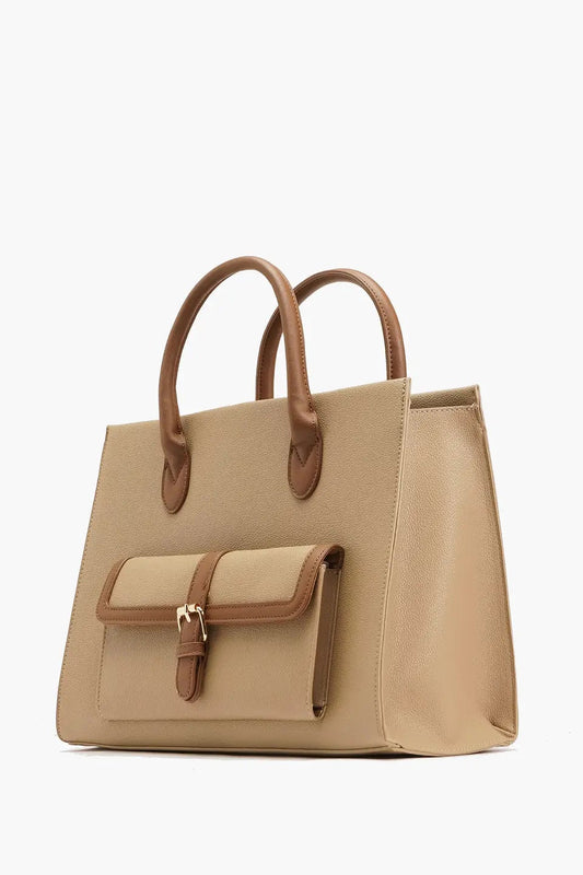 Veda Two-Tone Buckle Satchel