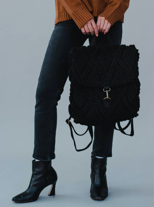 Black Knit Backpack