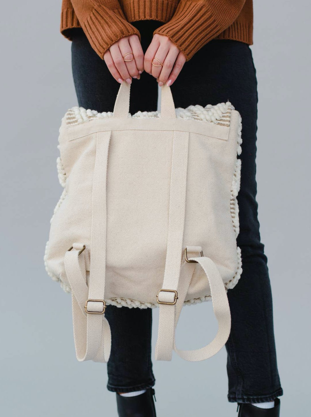 Cream Knit Backpack