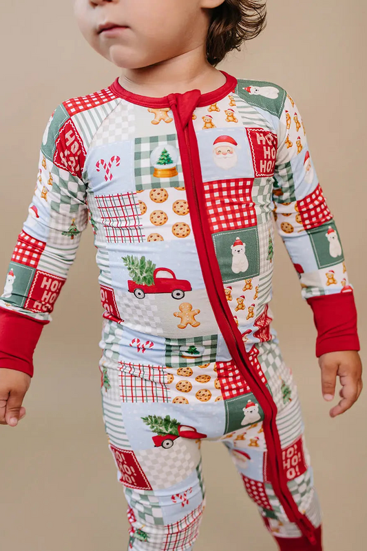 Bamboo Christmas Patchwork Onesie