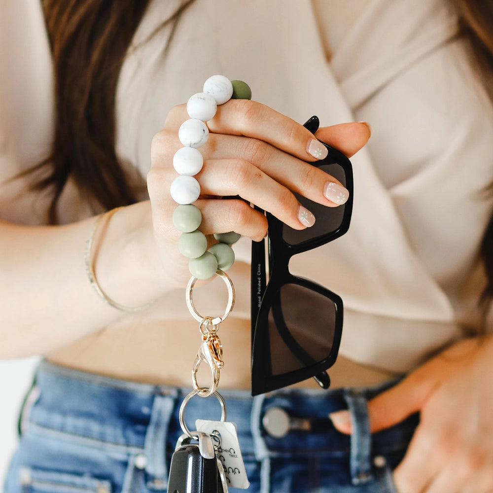 Silicone Beaded Keychain Wristlet - Multiple Colors