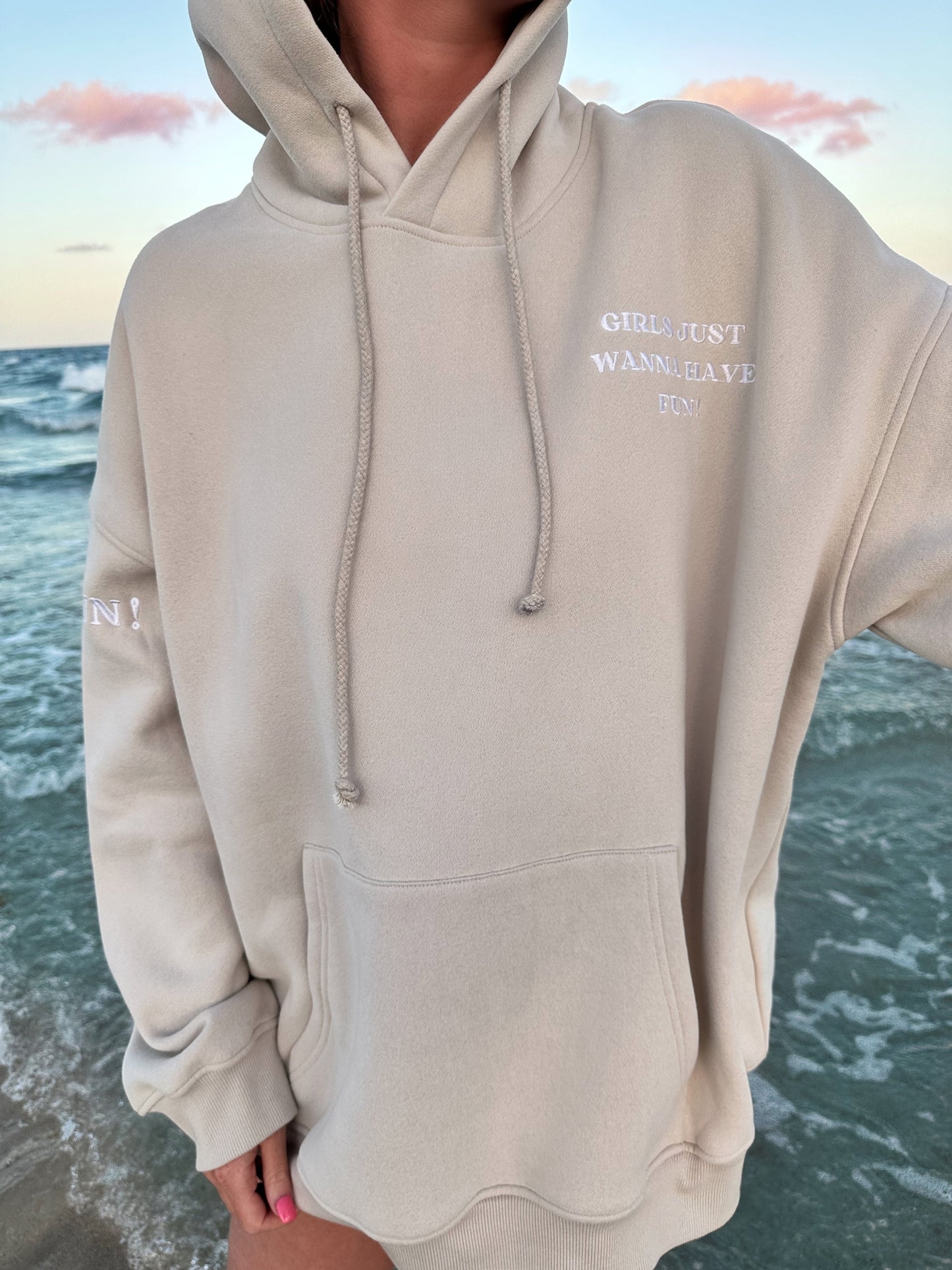 Girls Just Wanna Have Fun Embroidered Hoodie