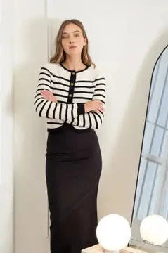 Stripe Button Down Cardigan