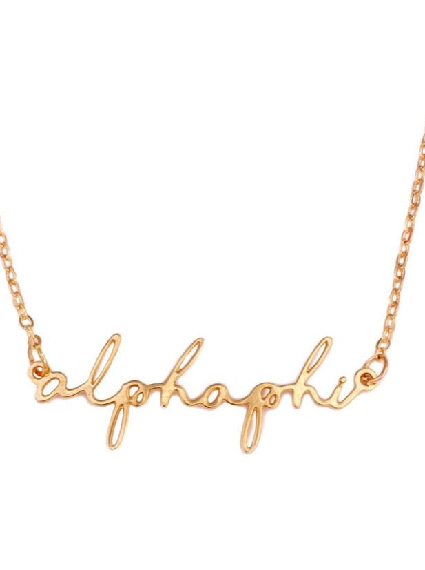 Alpha Phi Sorority Cursive Necklace