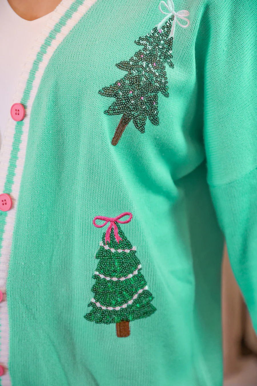 Sequin Trees Holiday Cardigan