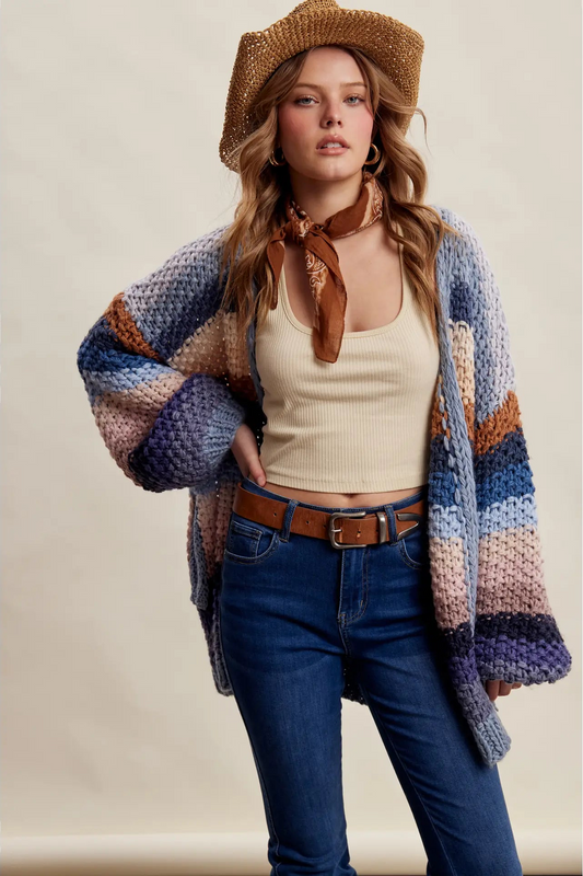 Slate Blue Rainbow Cardigan
