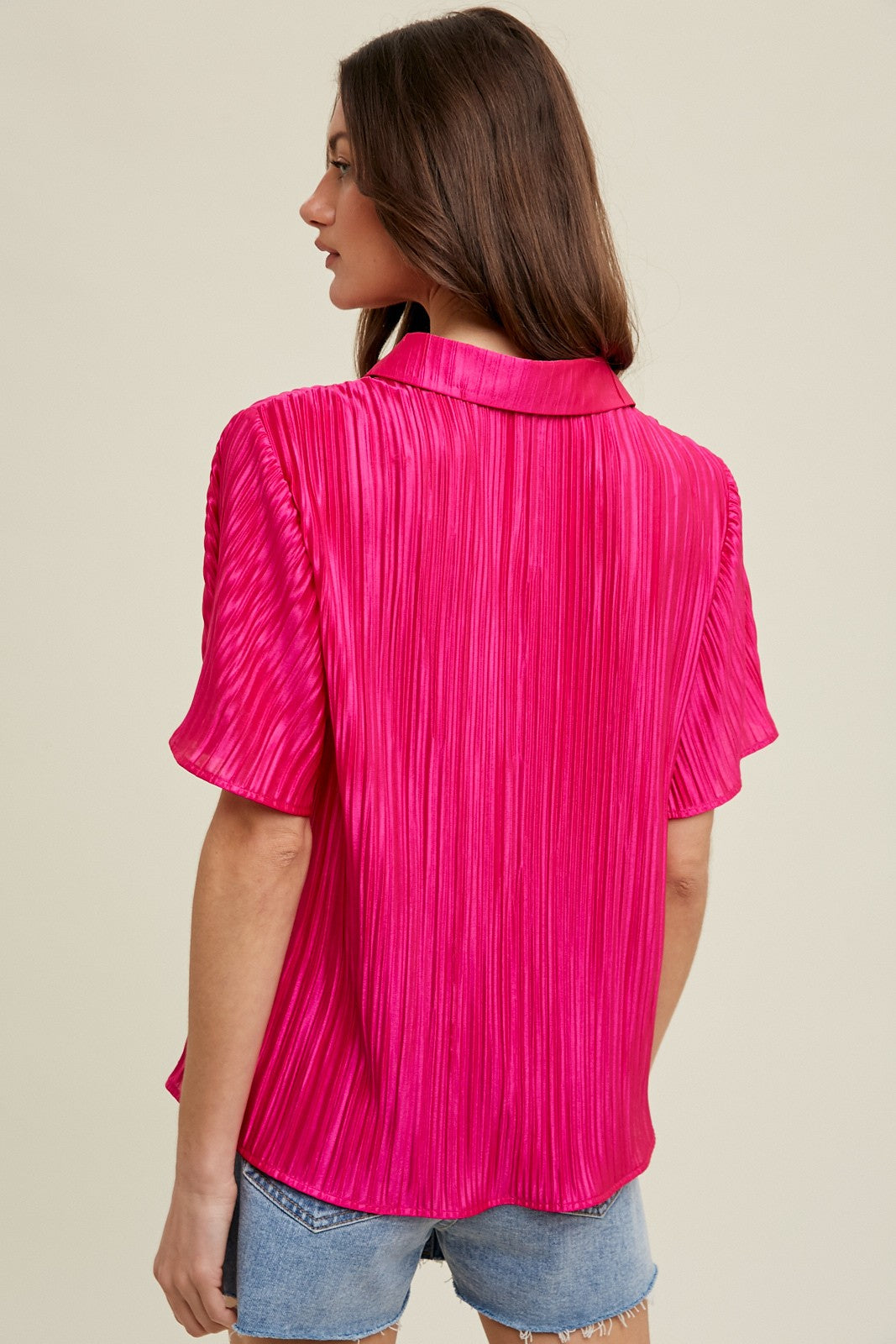 Holiday Party Pleated Satin Shirt - Multiple Colors