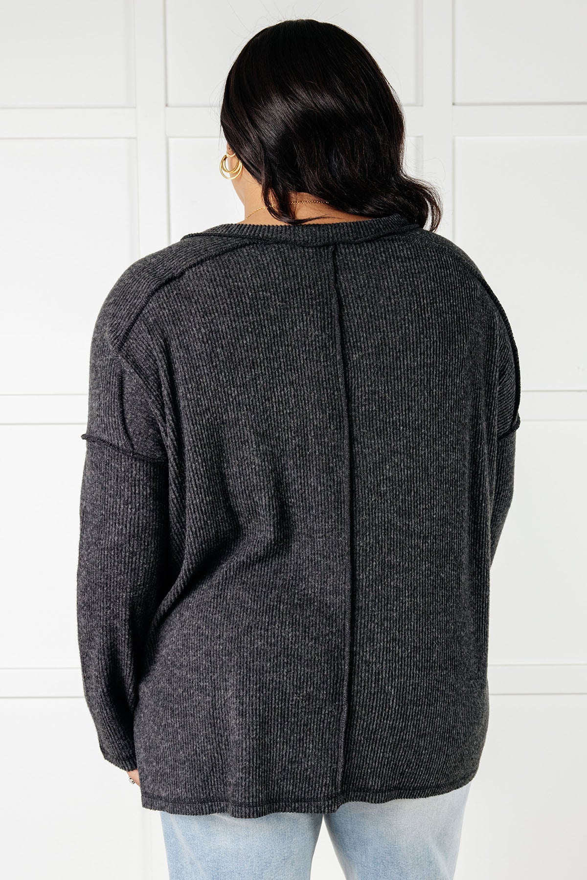 Basically Freezing Brushed Hacci Top in Black (Online Exclusive)
