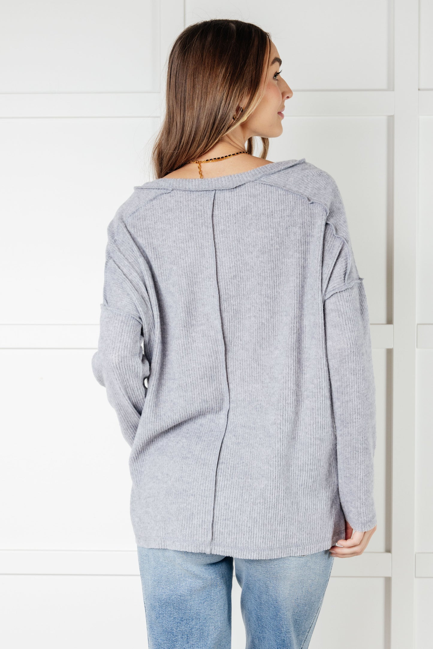 Basically Freezing Brushed Hacci Top in Heather Grey (Online Exclusive)