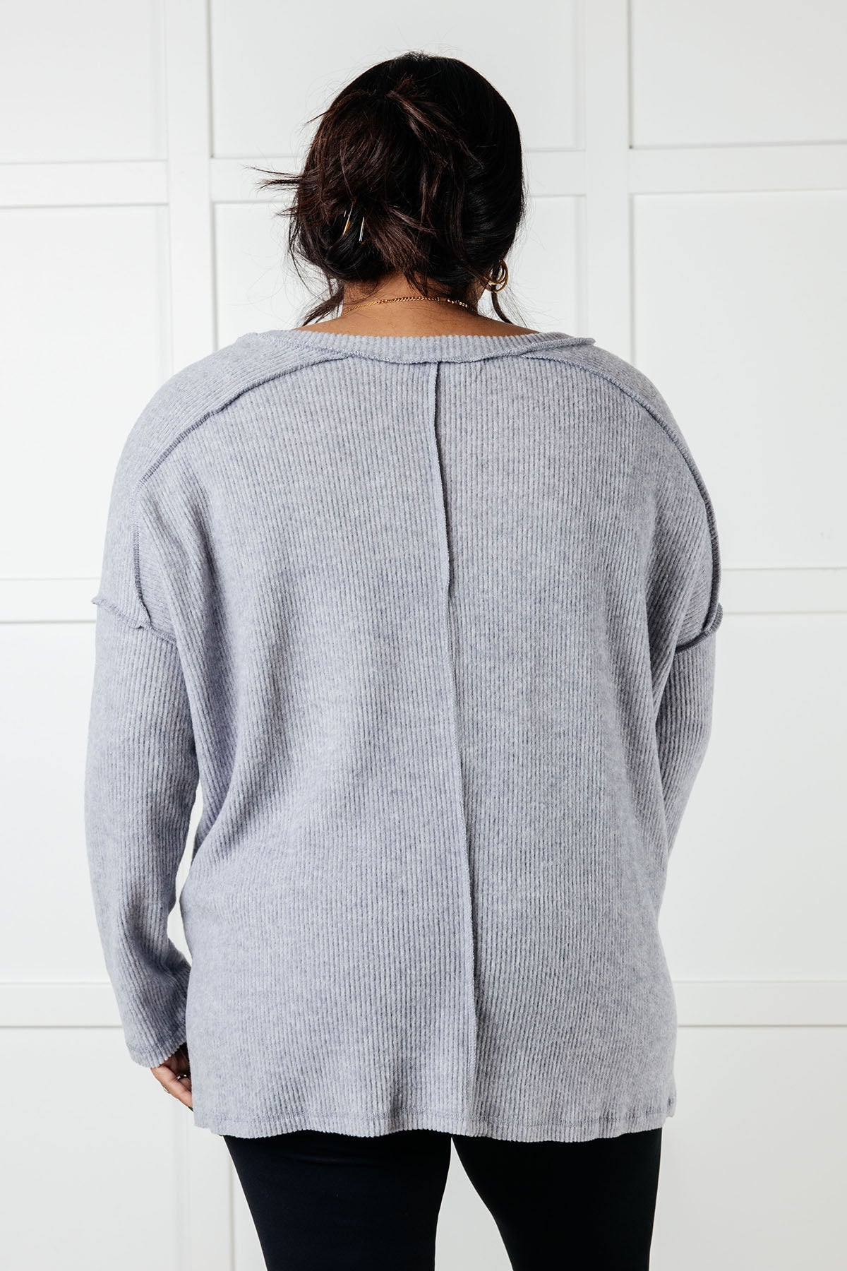 Basically Freezing Brushed Hacci Top in Heather Grey (Online Exclusive)