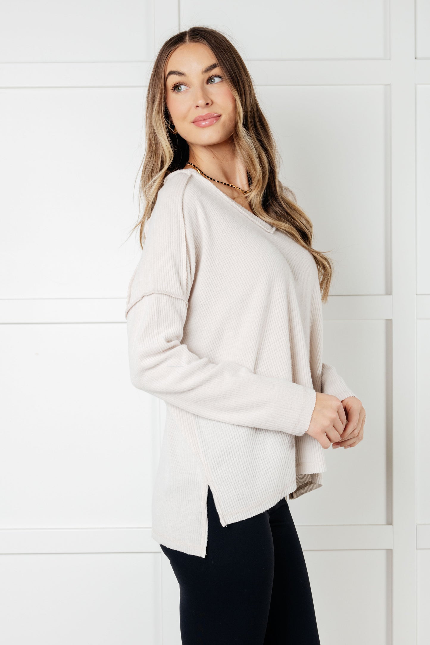Basically Freezing Brushed Hacci Top in Sand Beige (Online Exclusive)