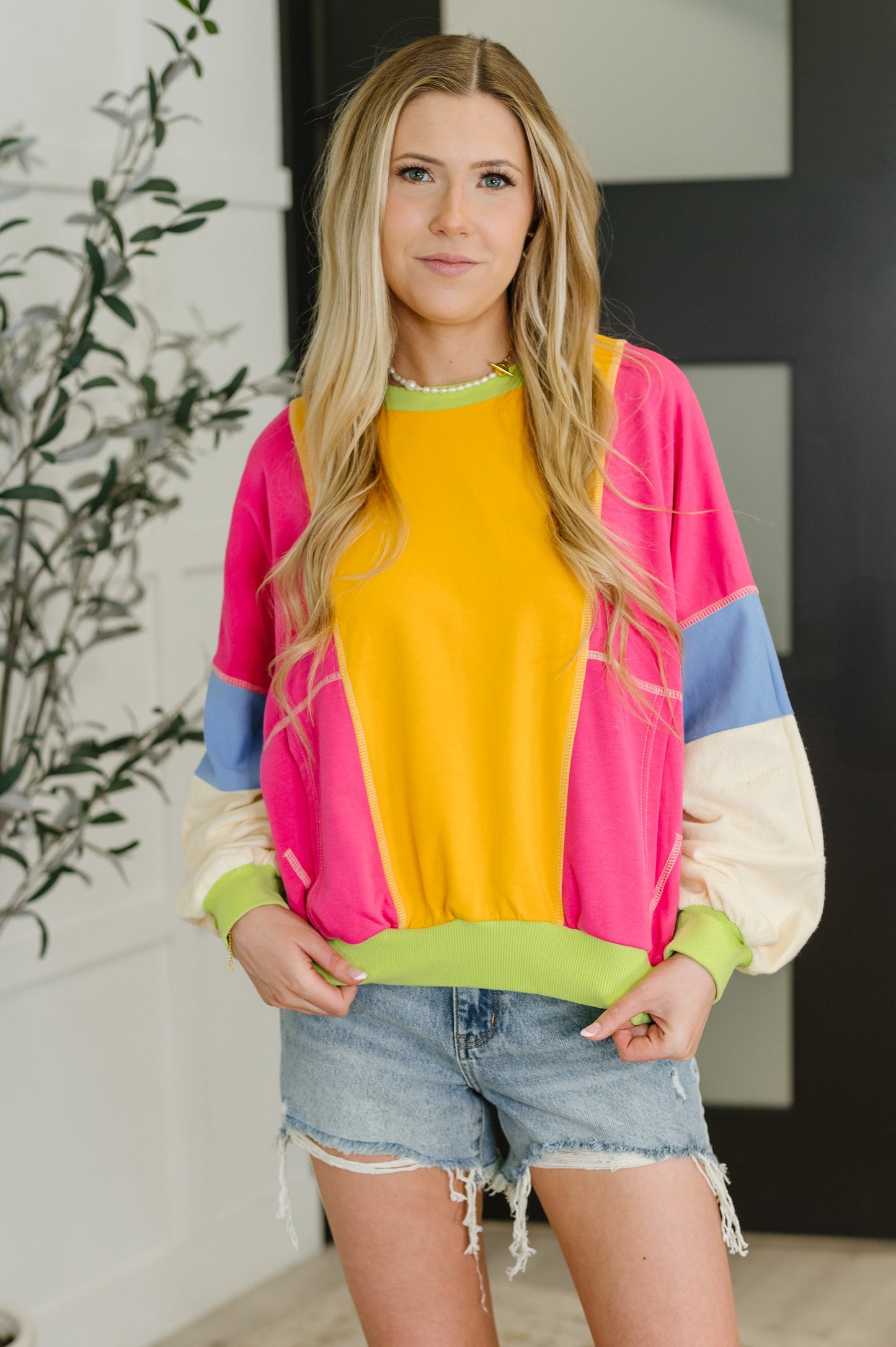 Blockbuster Color Block Pullover in Bright (Online Exclusive)
