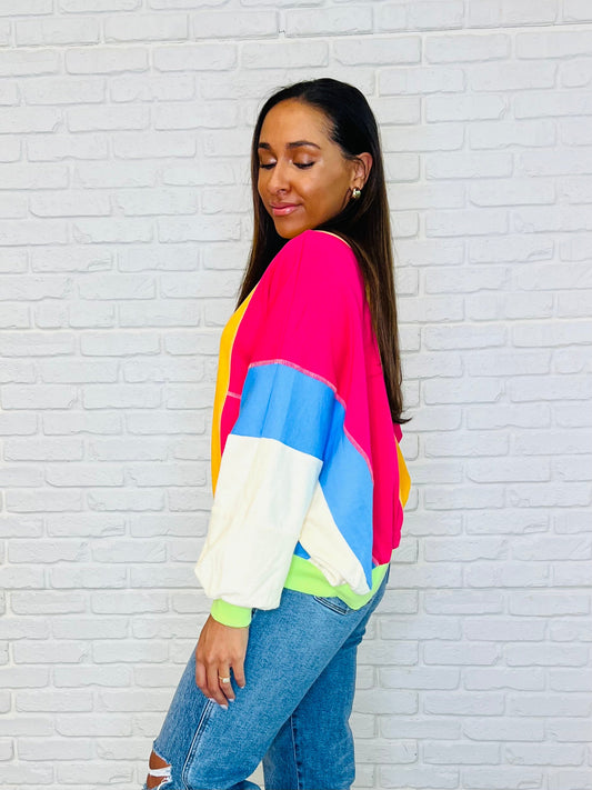 Blockbuster Color Block Pullover in Bright (Online Exclusive)