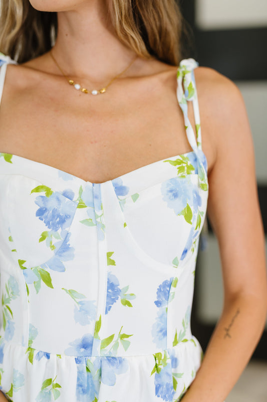 Bloomie Baby Tiered Dress in Ivory/Blue (Online Exclusive)