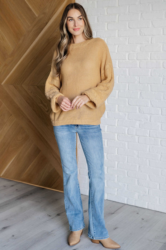 Bubbly Personality Bubble Sleeve Sweater in Wheat (Online Exclusive)