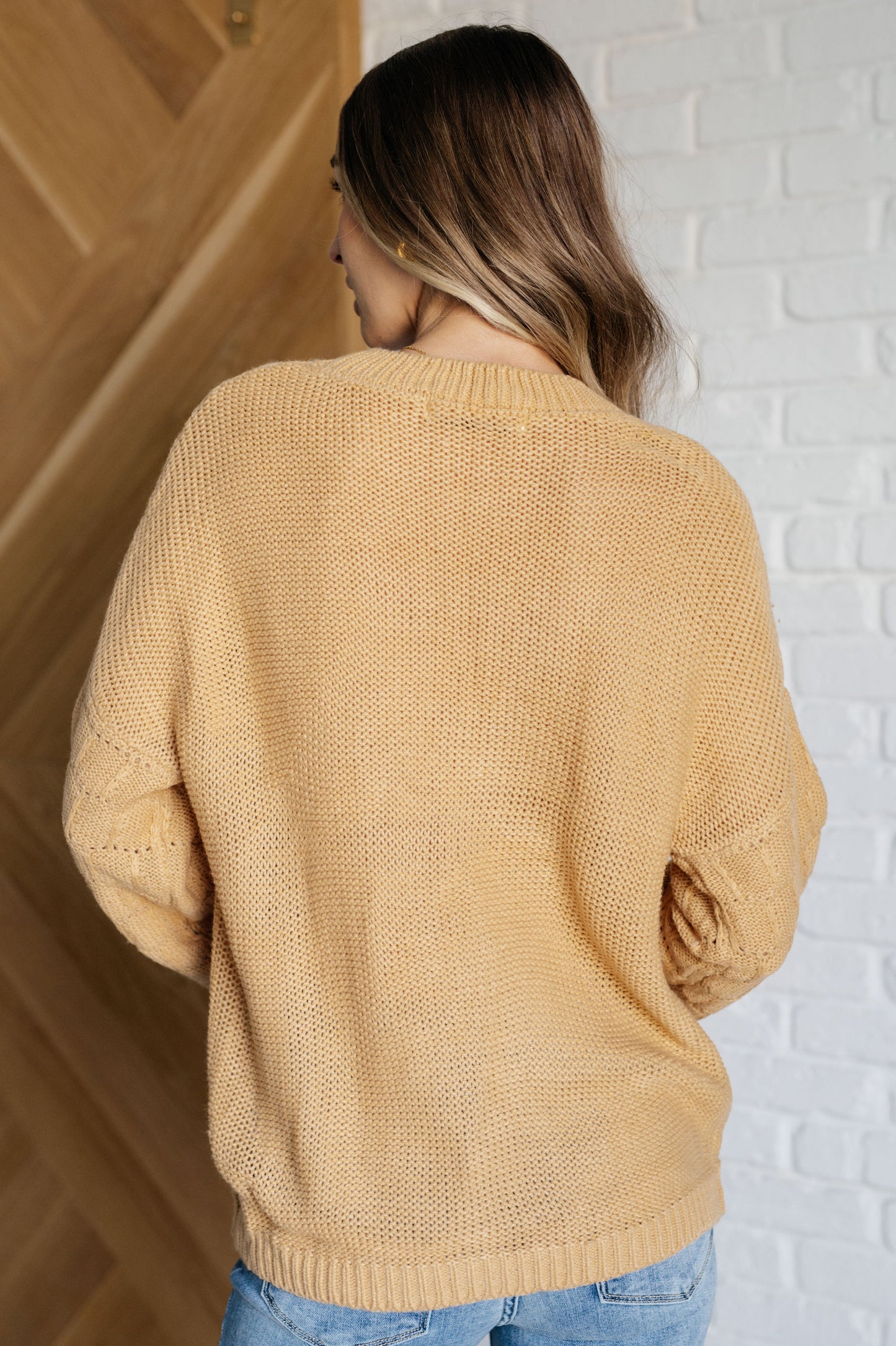 Bubbly Personality Bubble Sleeve Sweater in Wheat (Online Exclusive)