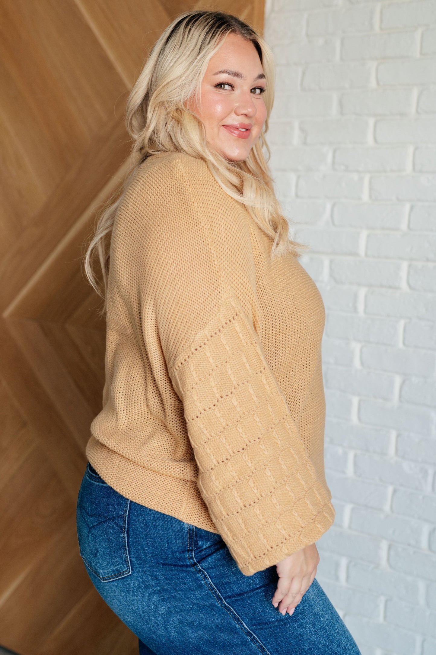 Bubbly Personality Bubble Sleeve Sweater in Wheat (Online Exclusive)