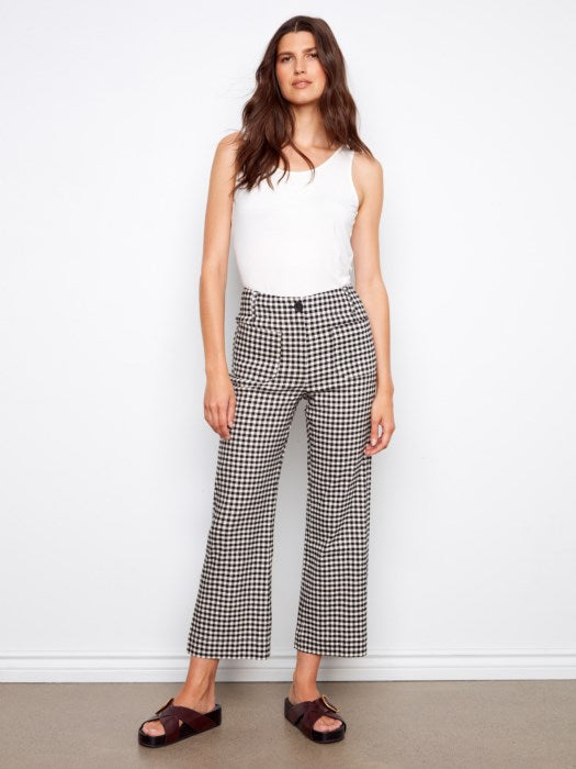 Charlie B Gingham Wide Leg Pant