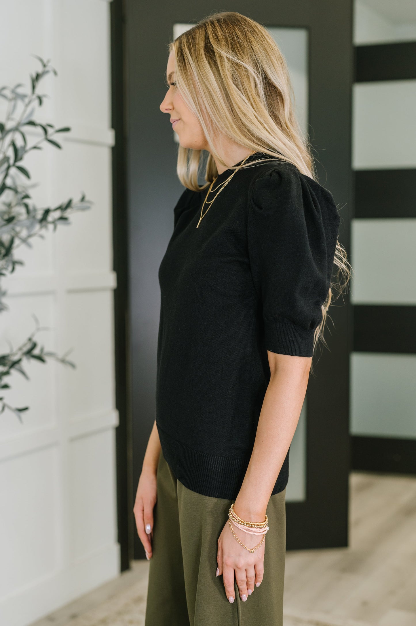 Casually Classy Puff Sleeve Blouse in Black (Online Exclusive)
