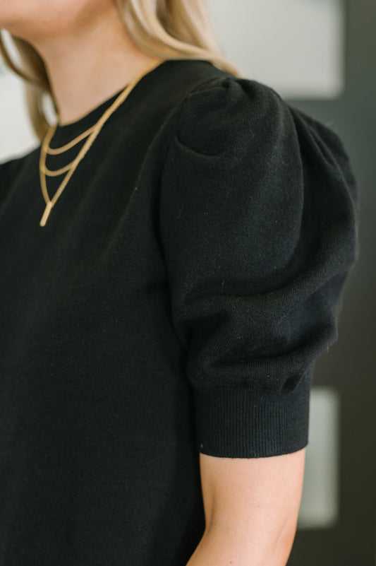 Casually Classy Puff Sleeve Blouse in Black (Online Exclusive)