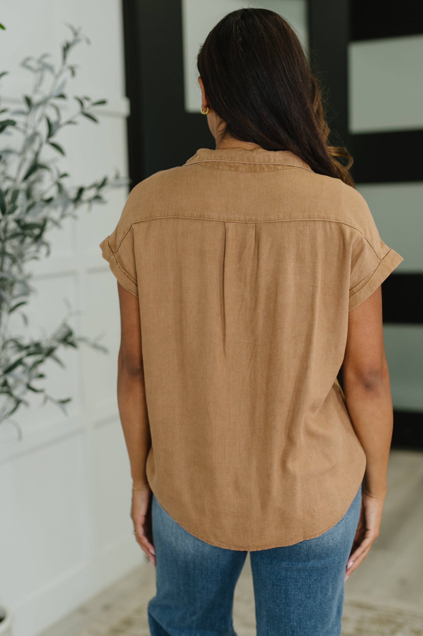 Cloud Nine to Five Button Down Blouse in Deep Camel (Online Exclusive)