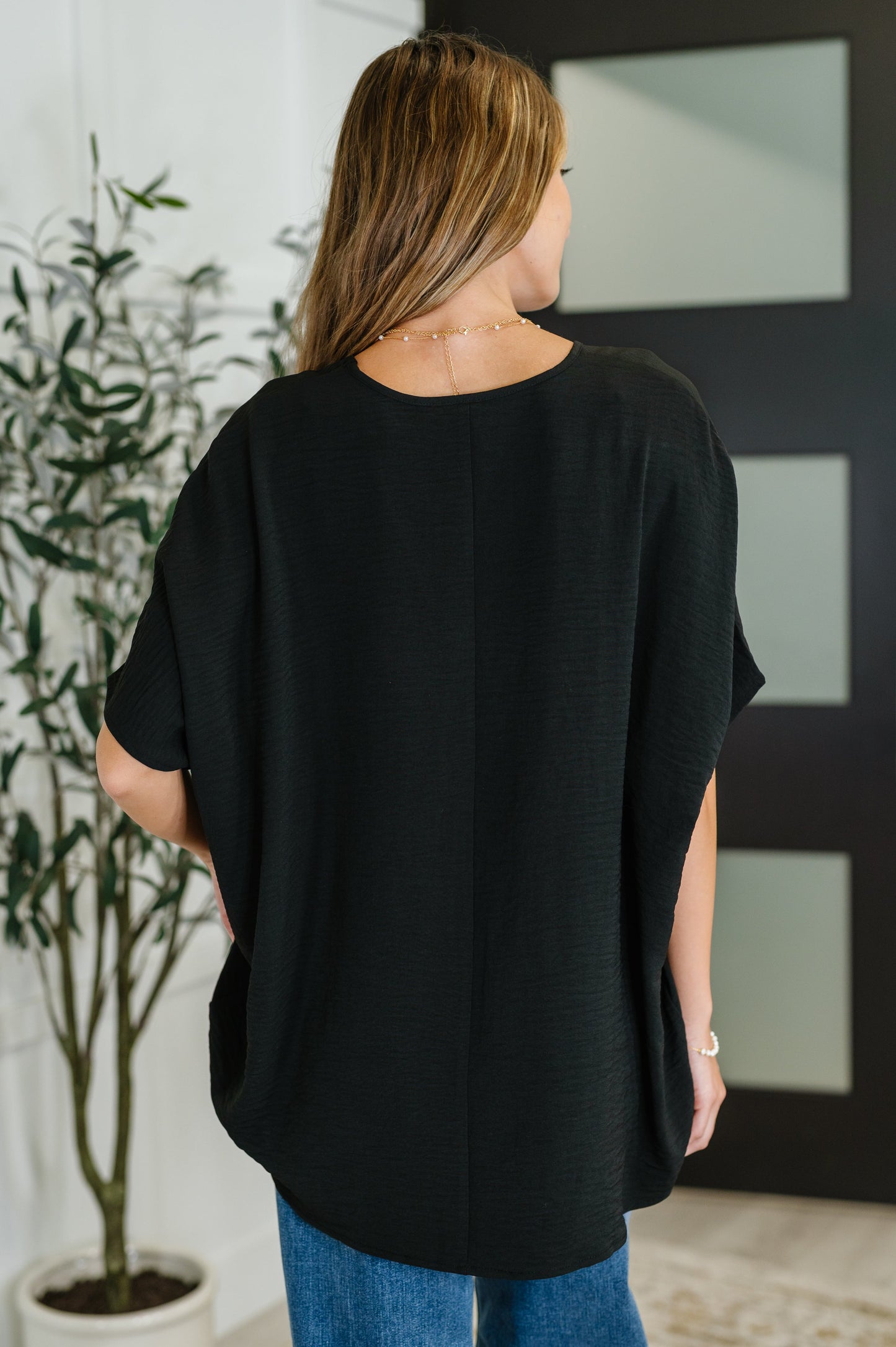 Coastal Ease V-Neck Top in Black (Online Exclusive)