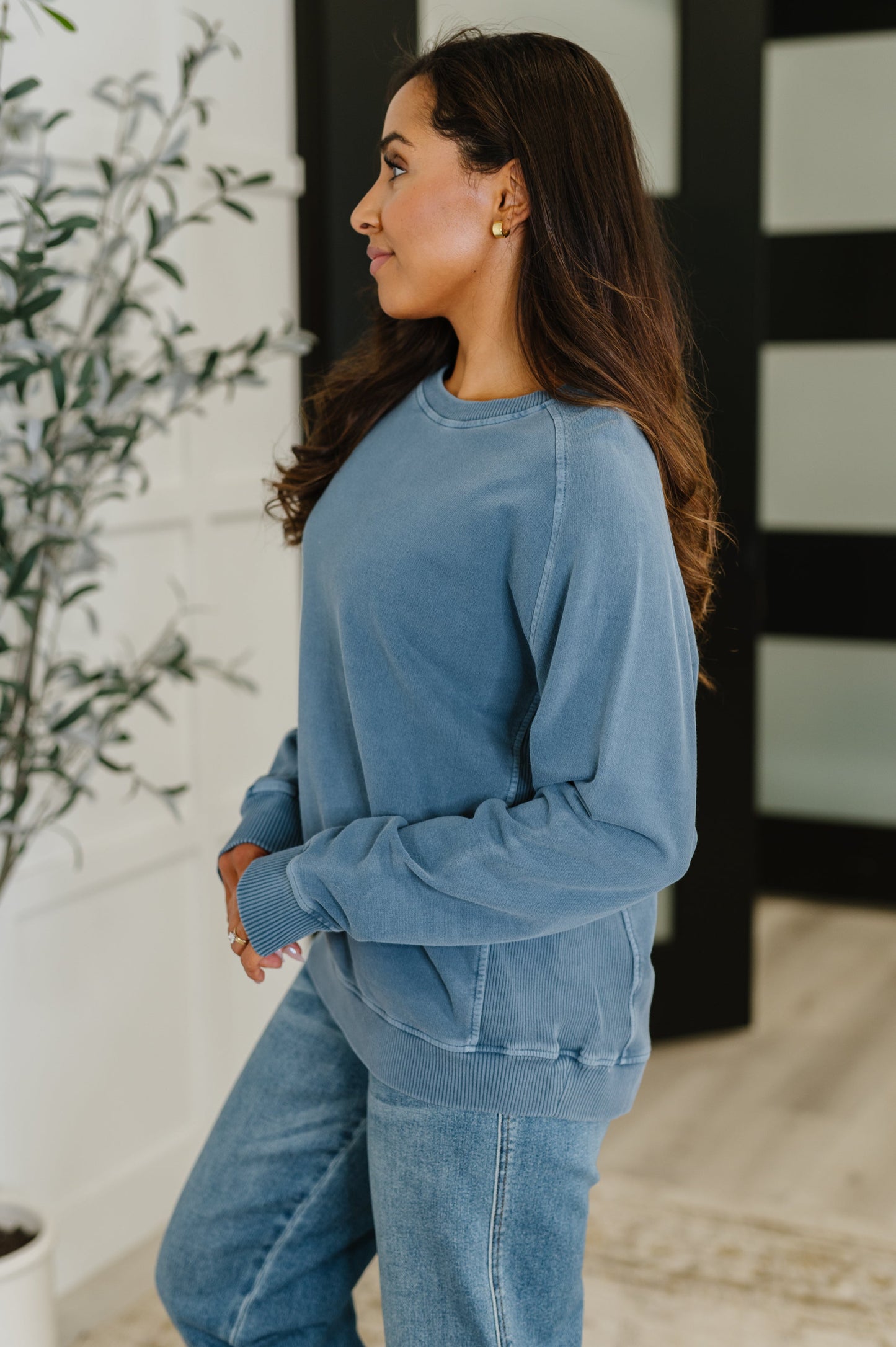 Daily Ease Mineral Wash Pullover in Dusty Blue (Online Exclusive)