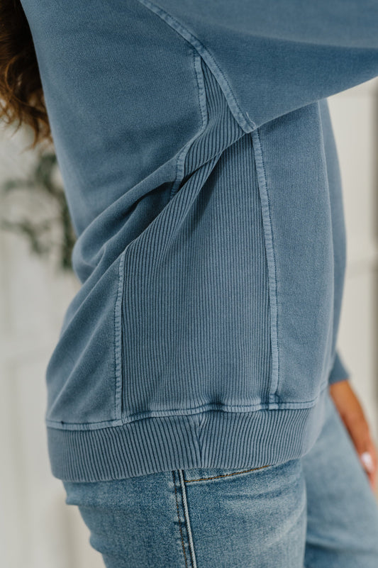 Daily Ease Mineral Wash Pullover in Dusty Blue (Online Exclusive)