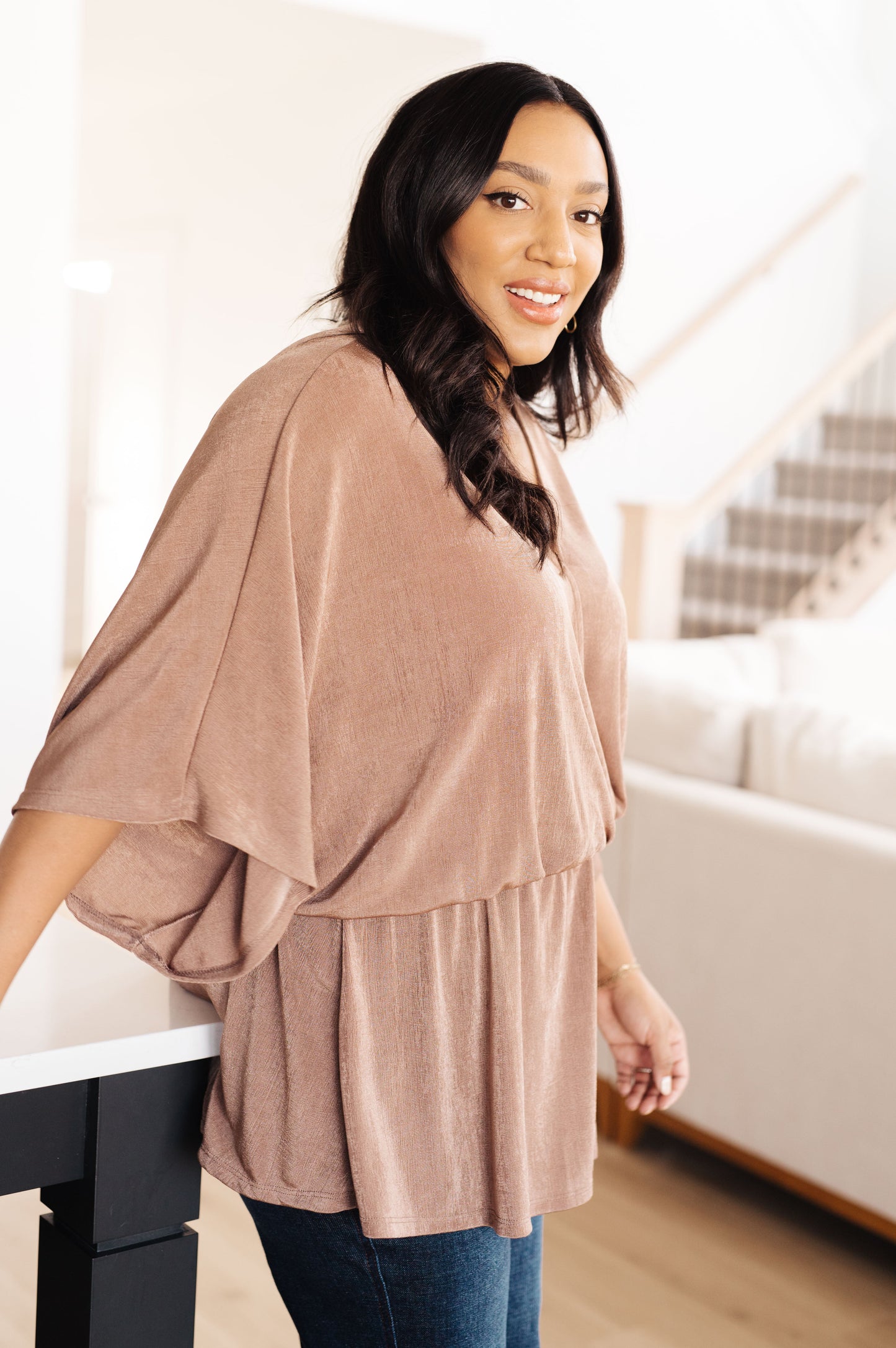 Dazzlingly Draped V-Neck Blouse (Online Exclusive)