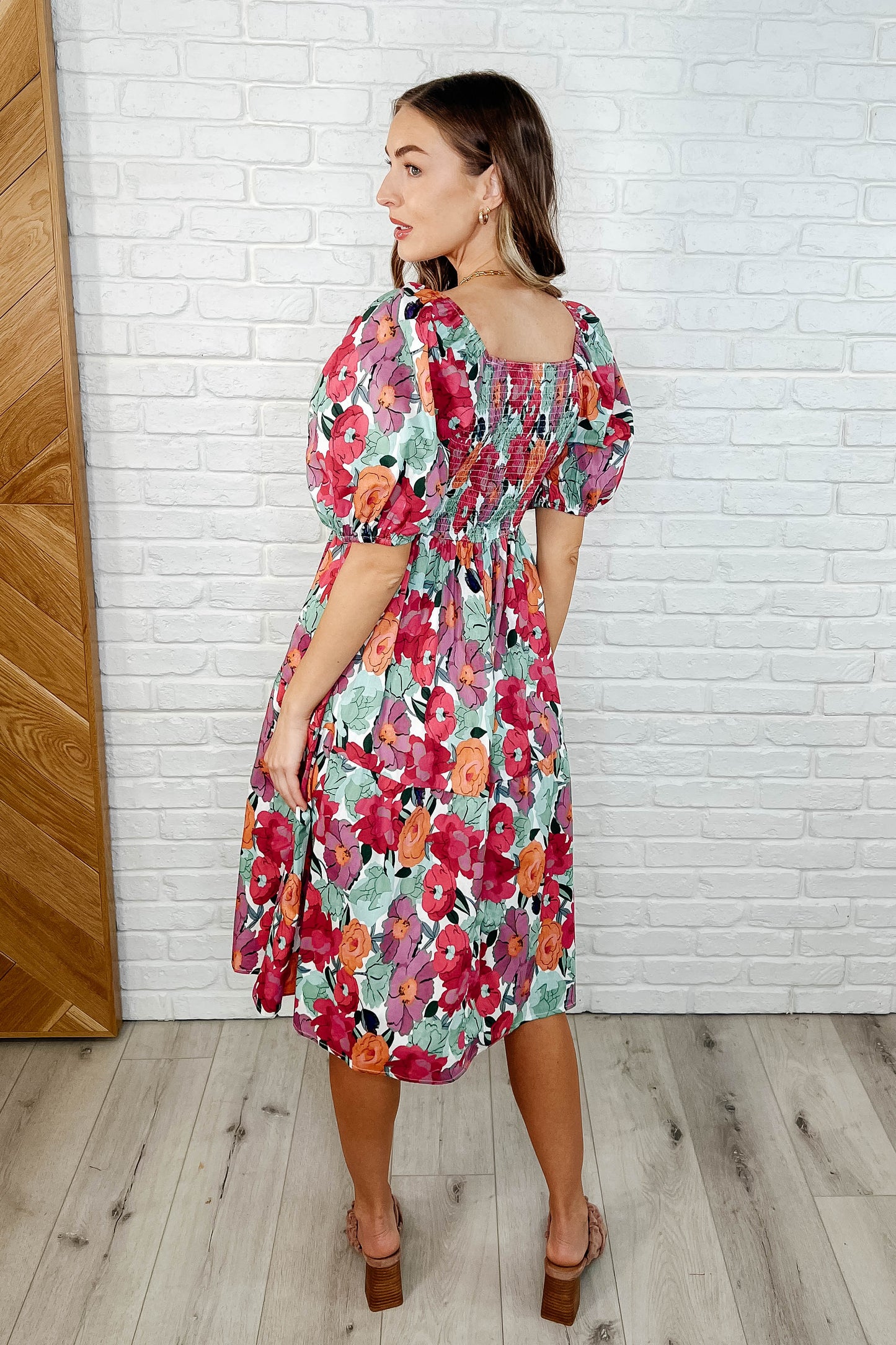 Dewdrop Blooms Puff Sleeve Floral Dress (Online Exclusive)
