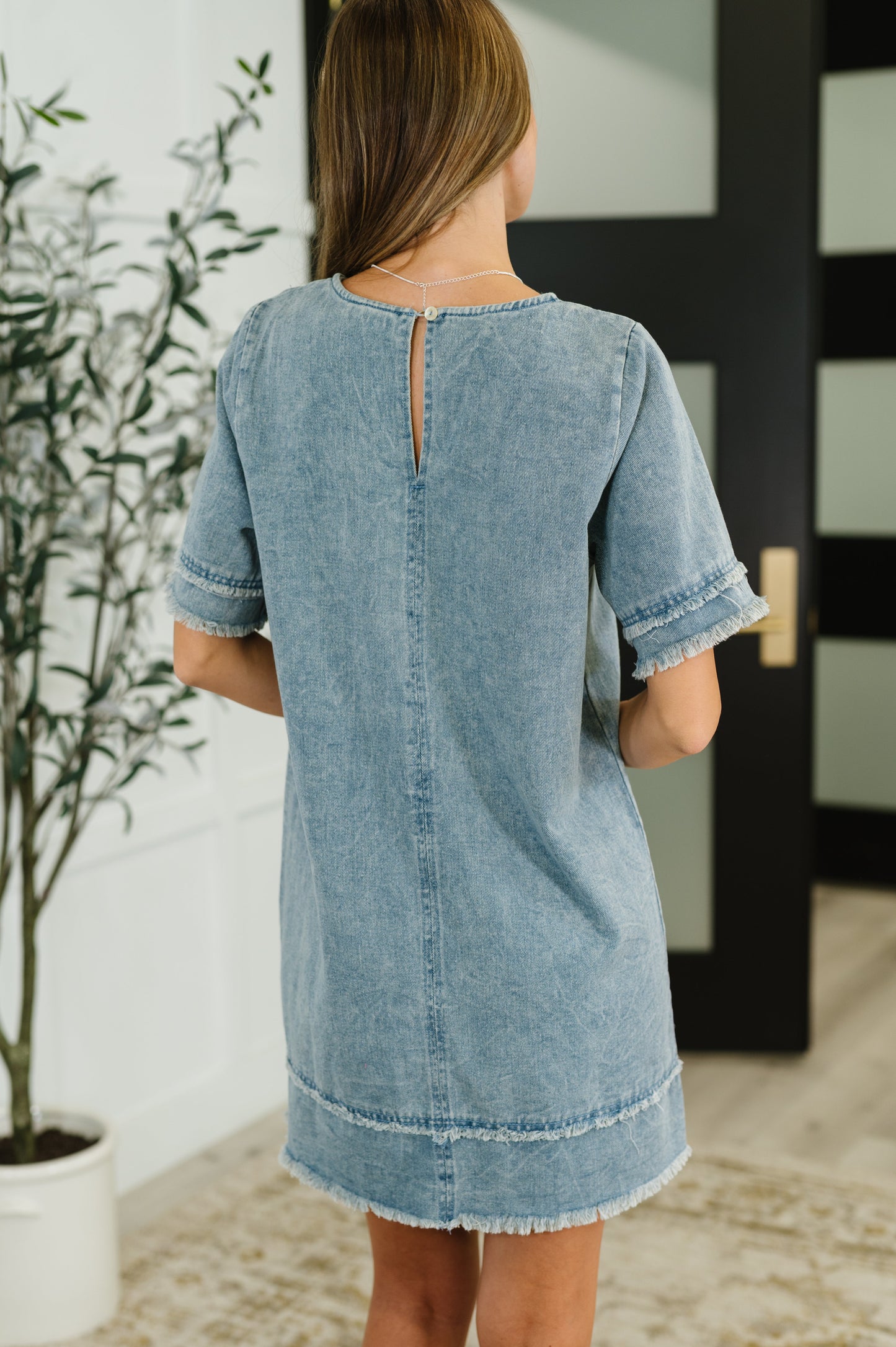 Dressed & Obsessed Chambray T-Shirt Dress in Indigo (Online Exclusive)