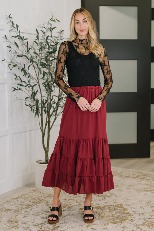Easy Pick Tiered Maxi Skirt (Online Exclusive)