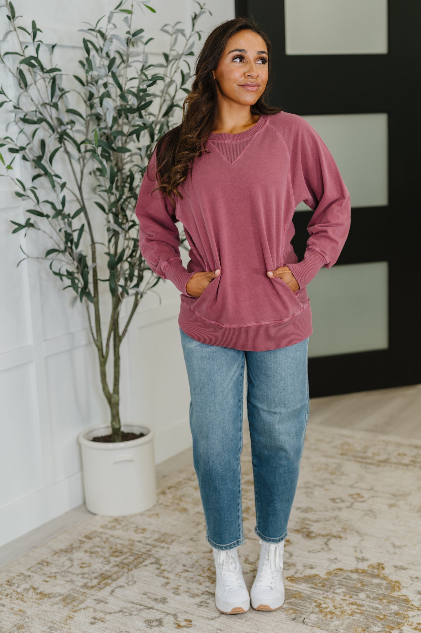 For the Experience Relaxed Pullover in Cabernet (Online Exclusive)