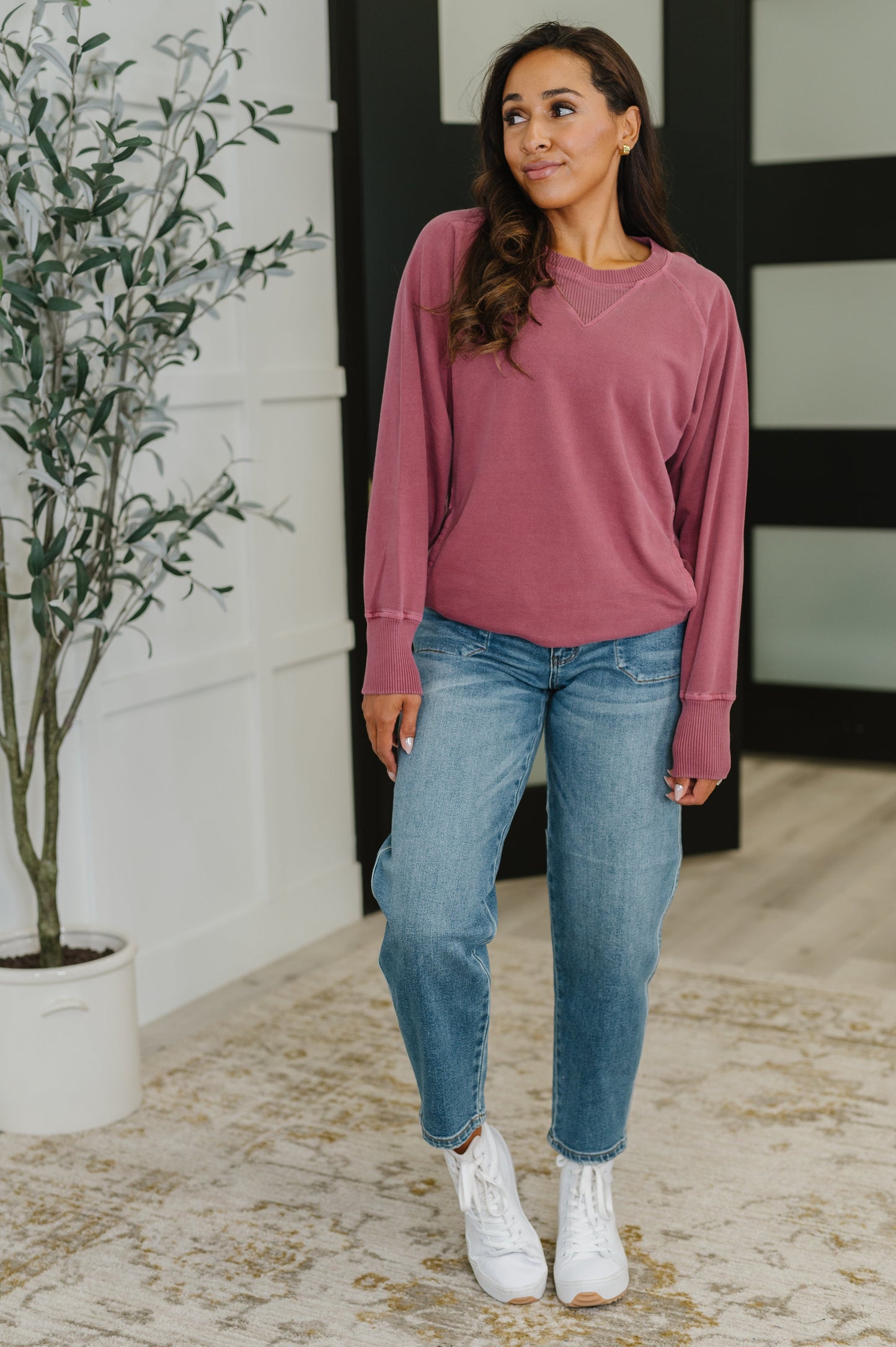 For the Experience Relaxed Pullover in Cabernet (Online Exclusive)