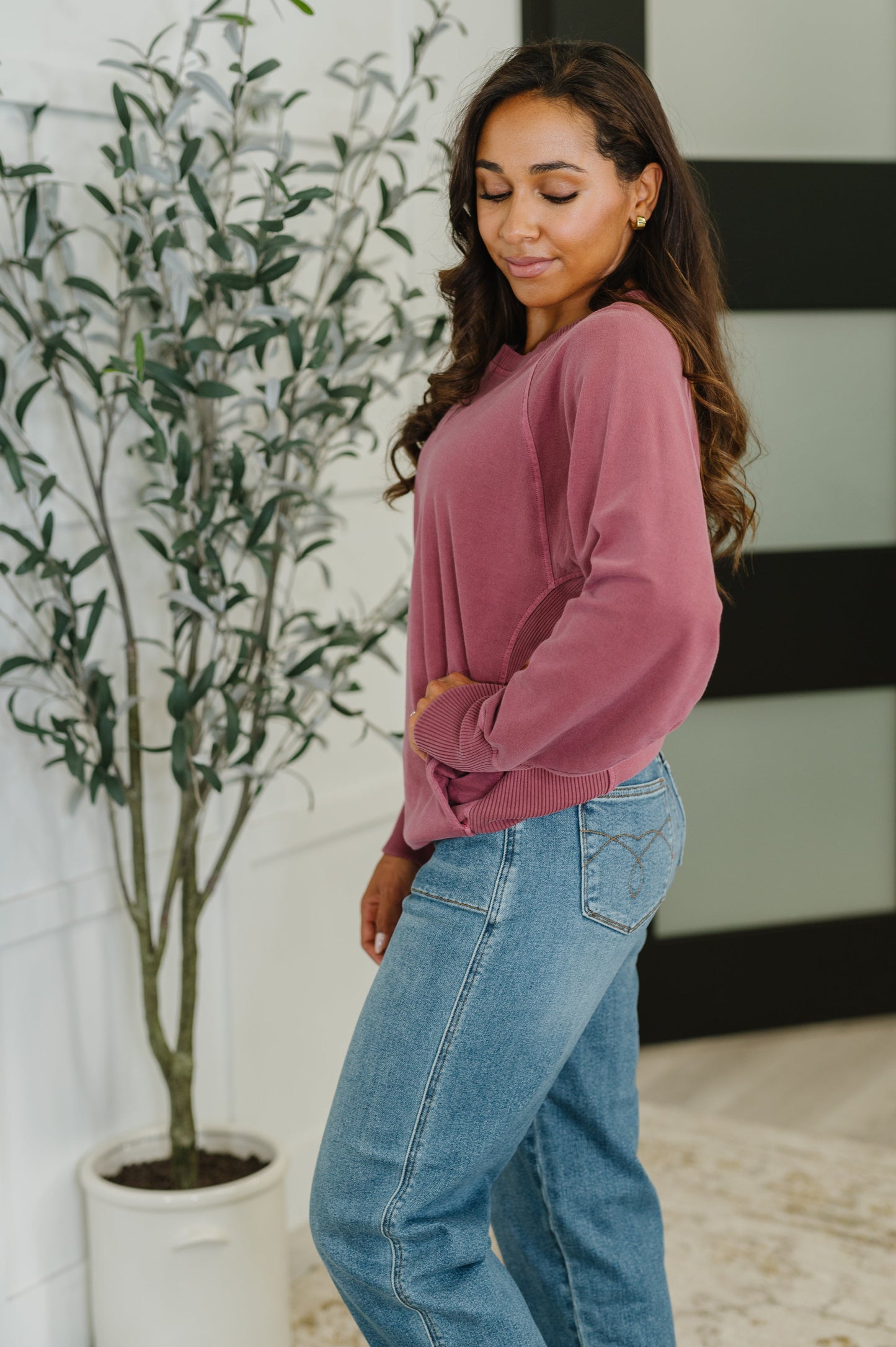 For the Experience Relaxed Pullover in Cabernet (Online Exclusive)