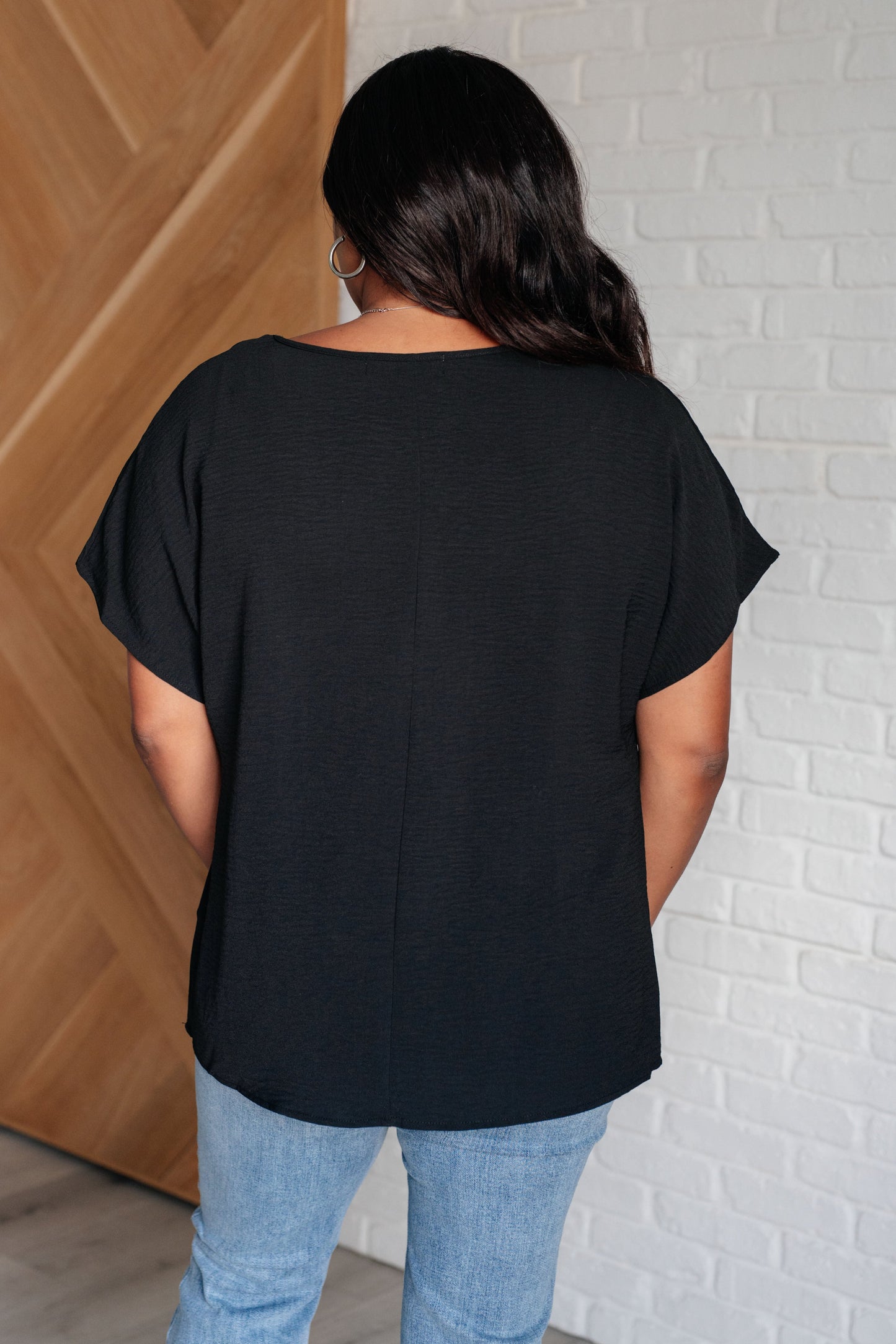 Frequently Asked Questions V-Neck Top in Black (Online Exclusive)