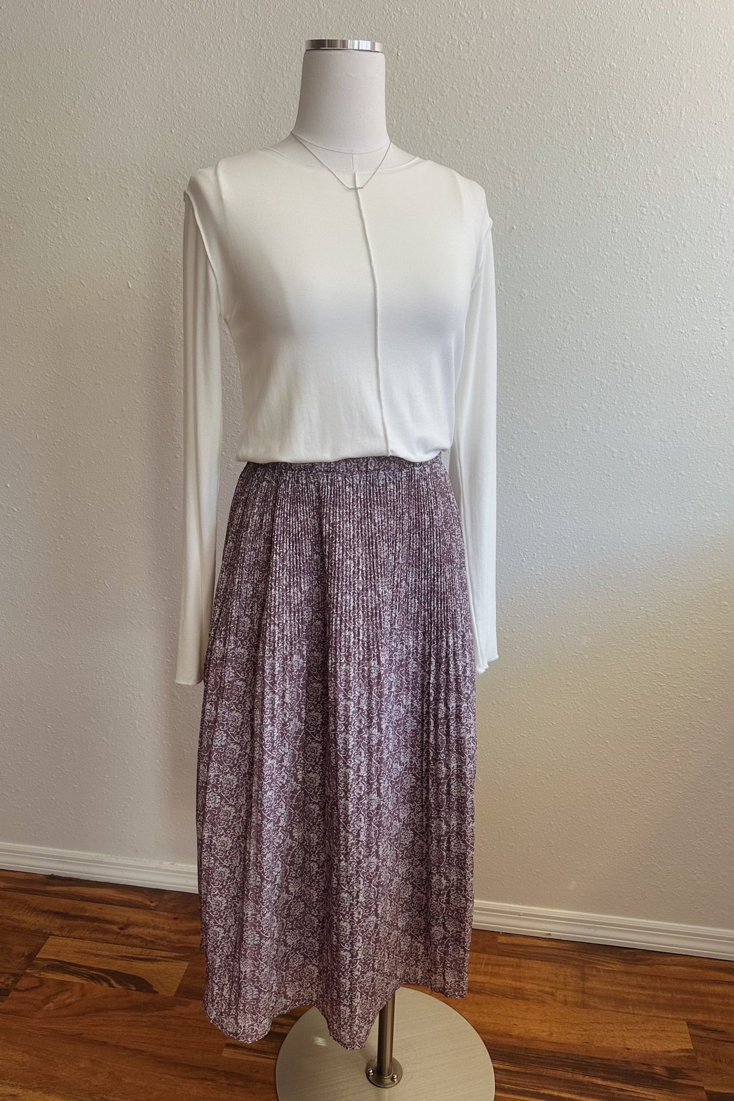 Purple Pleated Midi Skirt