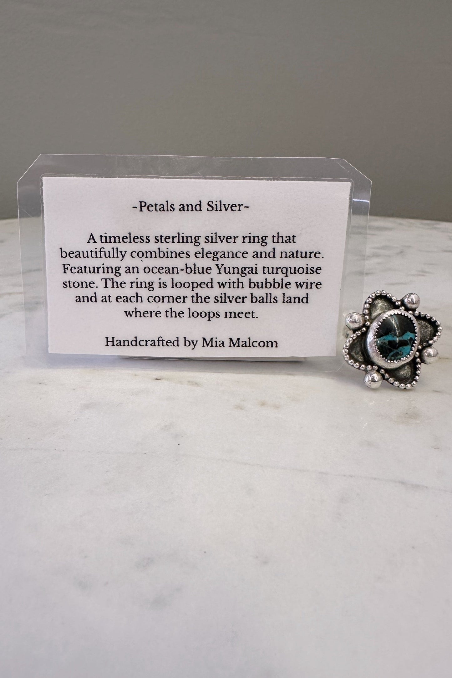Petals and Silver Ring (Size 8)