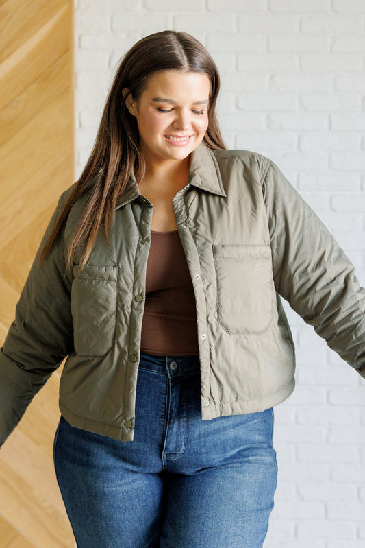 Hear Me Out Lightweight Puffer Jacket in Olive (Online Exclusive)