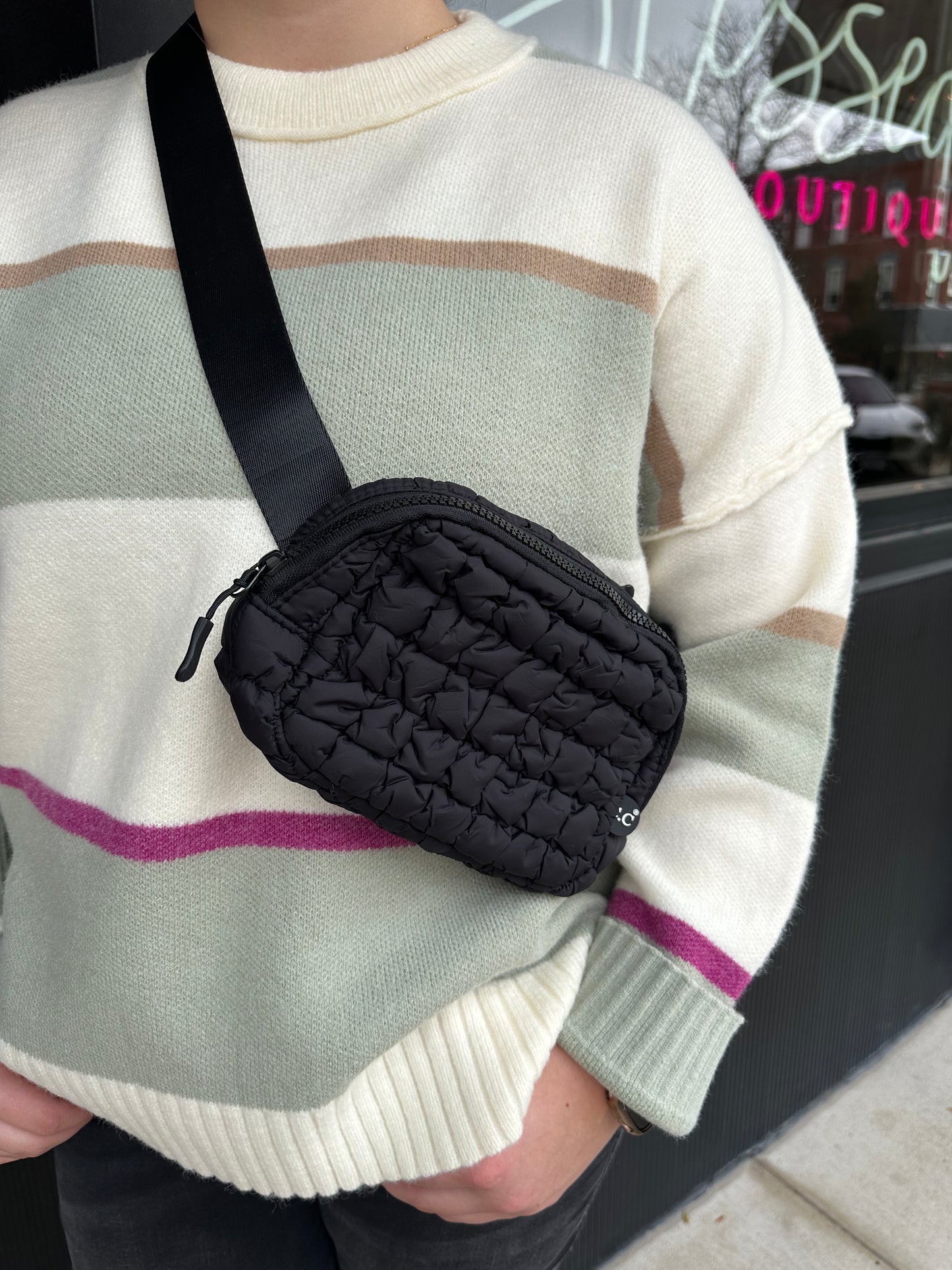 Quilted Puffer C.C Belt Bag