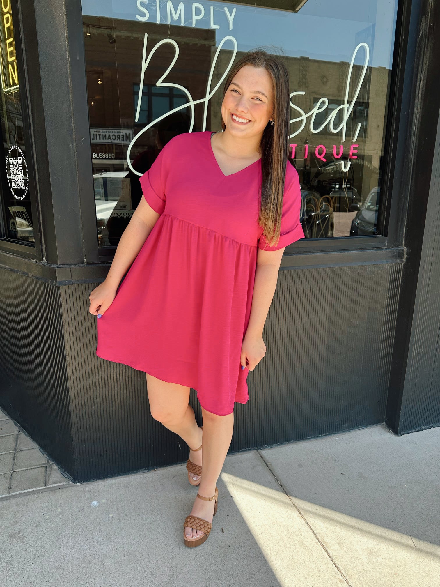 Magenta shift dress best sale