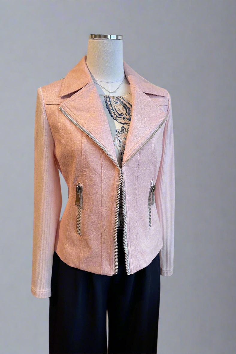 Petal Pink Leather Perfecto Jacket